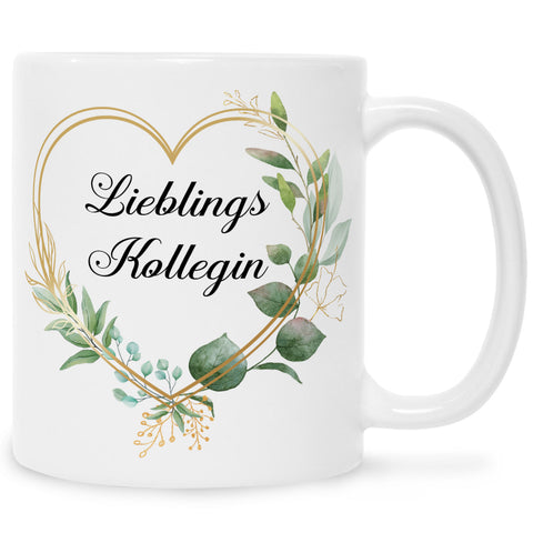 Bedruckte Tasse mit Spruch Lieblingskollegin