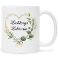 Bedruckte Tasse mit Spruch Lieblingslehrer/Lieblingslehrerin