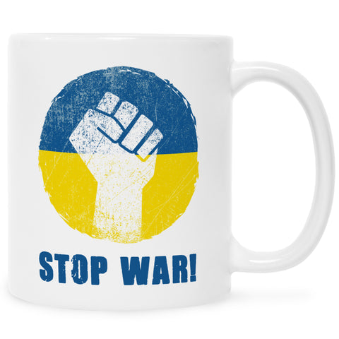 Bedruckte Tasse mit Spruch Stop War Ukraine