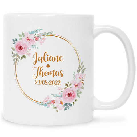 Bedruckte Tasse mit Spruch Rosenhochzeit