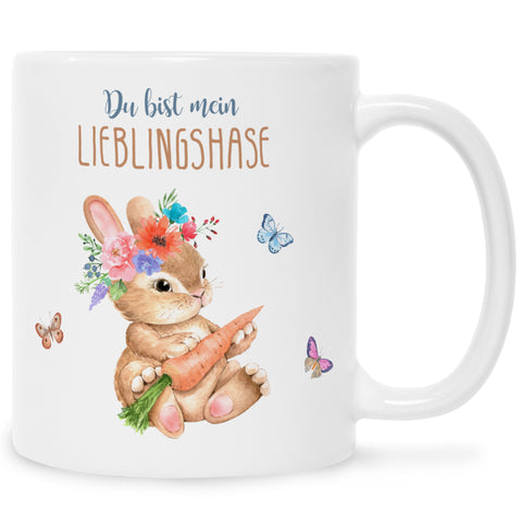 Bedruckte Tasse mit Spruch Lieblingshase
