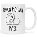 Bedruckte Tasse mit Spruch Guten Morgen Hase