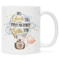Bedruckte Tasse mit Spruch Glück immer an deiner Seite