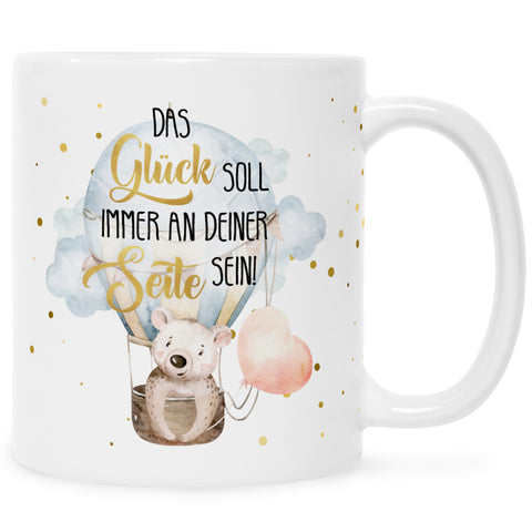 Bedruckte Tasse mit Spruch Glück immer an deiner Seite