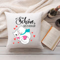 Bedrucktes Kissen mit Spruch Wie schön, dass es dich gibt