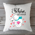 Bedrucktes Kissen mit Spruch Wie schön, dass es dich gibt