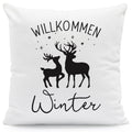Kissen mit Weihnachtsmotiv - Willkommen Winter  - Weihnachtsdeko - Geschenk für Frauen & Männer