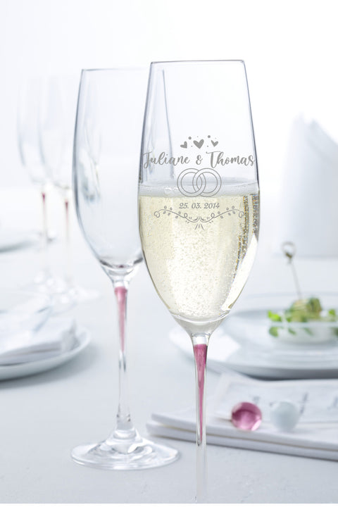 Leonardo Sektgläser La Perla im exklusiven "Wedding Ornaments" Design als Set mit Holzkiste