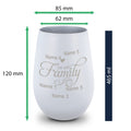 Deko Windlicht aus Glas mit Gravur - We are Family - Personalisiert mit bis zu fünf Namen