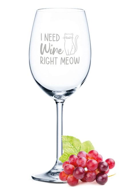 Leonardo Weinglas mit Gravur "I need wine right meow"