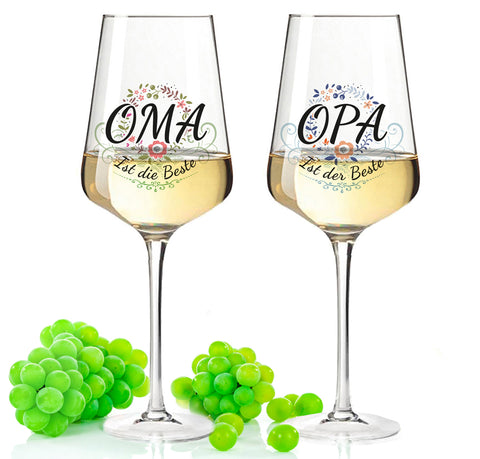Leonardo Weingläser mit UV-Druck "Opa & Oma ist der/die Beste" im Set