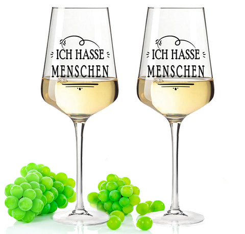 Leonardo Weingläser mit UV-Druck "Ich hasse Menschen"