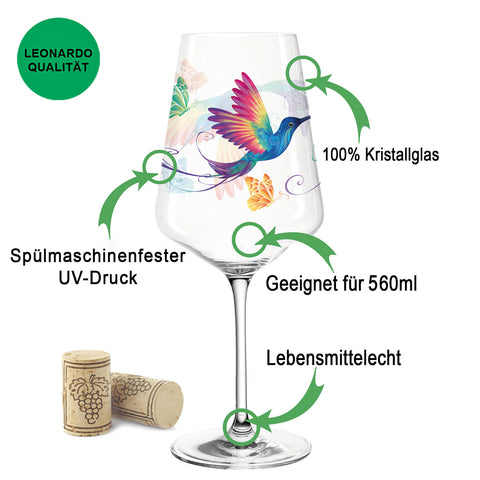 Leonardo Puccini Weingläser mit UV-Druck im Kolibri Design im Set