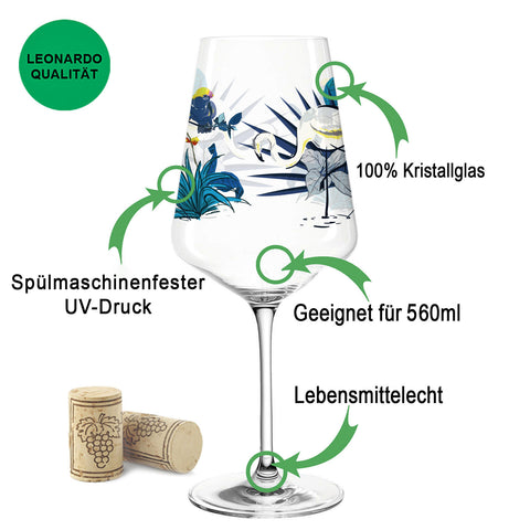 Leonardo Puccini Weingläser mit UV-Druck im Weiße Flamingo Design im Set