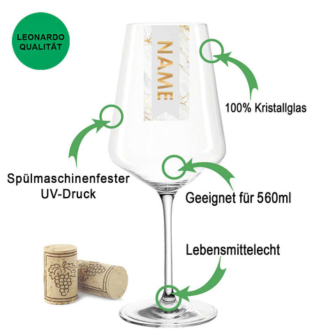 Leonardo Puccini Weingläser mit UV-Druck "Elegant" mit Name im Set