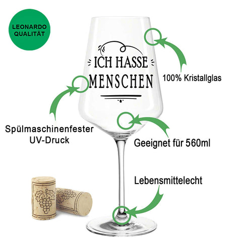 Leonardo Weingläser mit UV-Druck "Ich hasse Menschen"