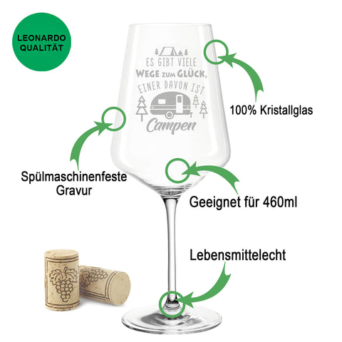 Leonardo Weinglas mit Gravur "Wege zum Campen"