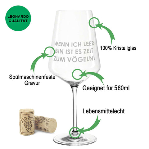 Leonardo Weinglas mit Gravur "Wenn ich leer bin"