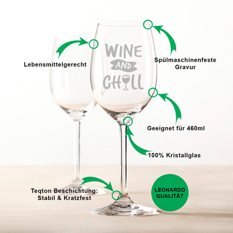 Leonardo Weinglas mit Gravur "Wine and chill"