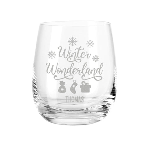 Teelicht mit Gravur - Winter Wonderland mit Namen