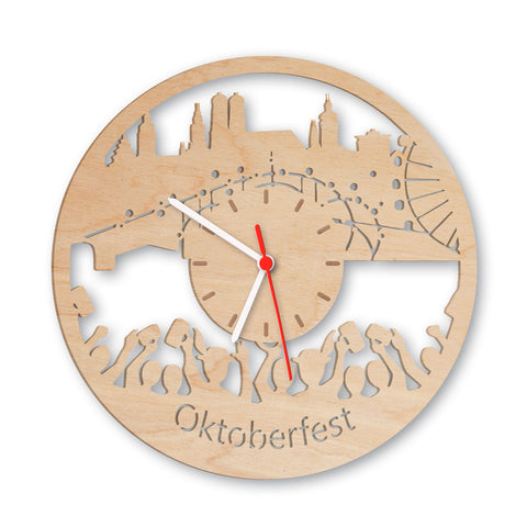 Wanduhr aus Holz Oktoberfest 2017 Birke