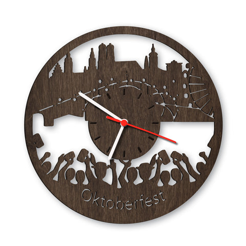 Wanduhr aus Holz Oktoberfest 2017 Eiche geräuchert