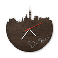 Wanduhr aus Holz Skyline Dortmund Eiche geräuchert