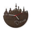 Wanduhr aus Holz Skyline Dresden Eiche geräuchert