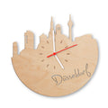 Wanduhr aus Holz Skyline Düsseldorf