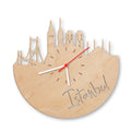 Wanduhr aus Holz Skyline Istanbul