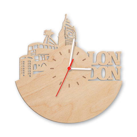 Wanduhr aus Holz Skyline London 2016