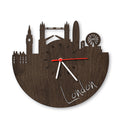 Wanduhr aus Holz Skyline London Eiche geräuchert