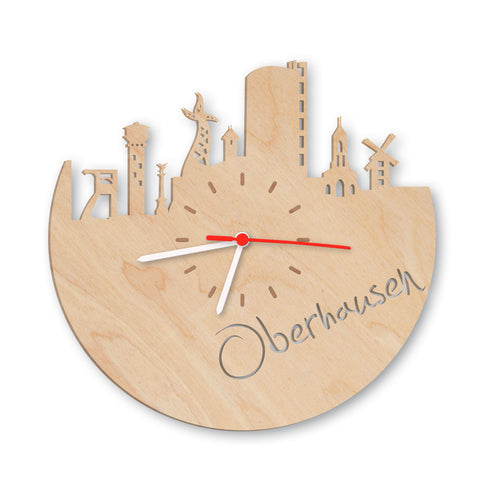 Wanduhr aus Holz Skyline Oberhausen