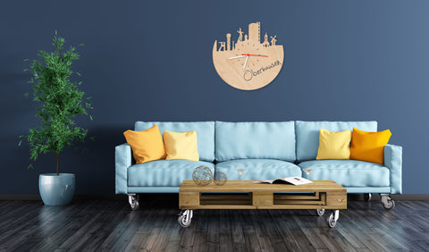 Wanduhr aus Holz Skyline Oberhausen Wohnzimmer