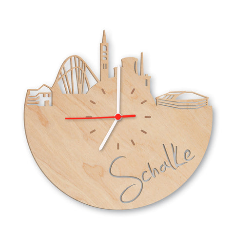 Wanduhr aus Holz Skyline Schalke