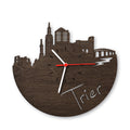 Wanduhr aus Holz Skyline Trier Eiche geräuchert