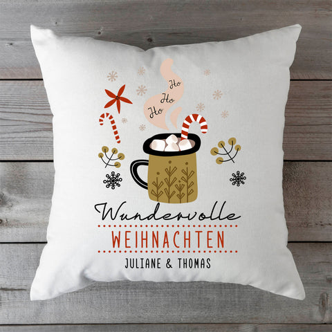 Bedrucktes Kissen Wundervolle Weihnachten mit Namen