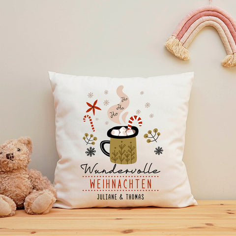 Bedrucktes Kissen Wundervolle Weihnachten mit Namen