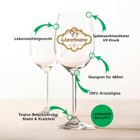 Leonardo Weinglas "Weinranke" mit Namen Gravur