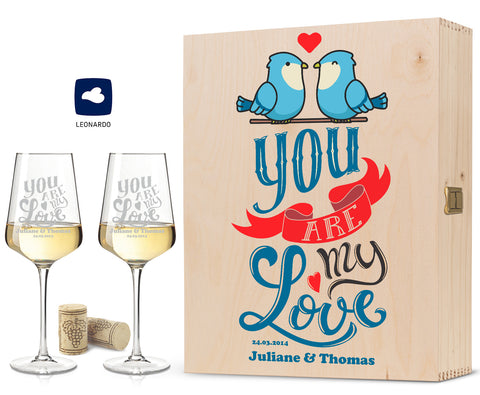 Leonardo Weingläser  mit Gravur "You are my Love" im Set