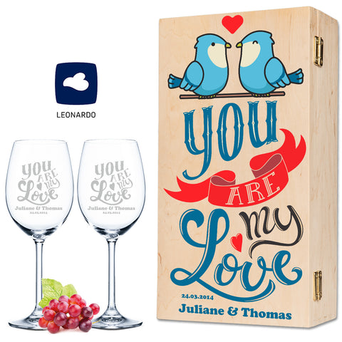 Leonardo Weingläser  mit Gravur "You are my Love" im Set