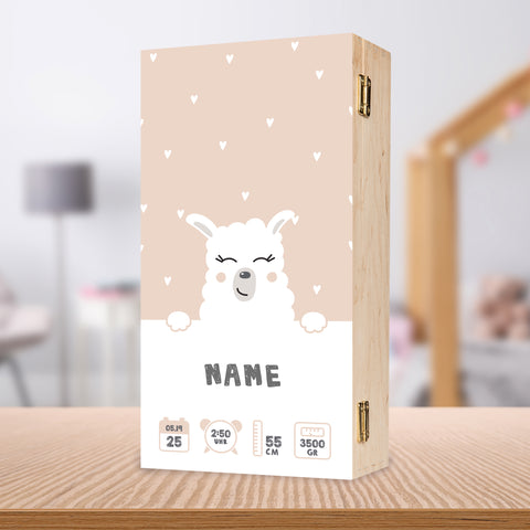 Bedruckte Holzkiste für Kinder- im Lama Design