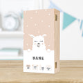 Bedruckte Holzkiste für Kinder- im Lama Design