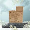 Gravierter Teelichthalter aus Holz im Set mit Namensherz Mama Design