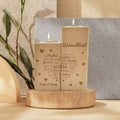 Gravierter Teelichthalter aus Holz im Set mit Namensherz Mama Design