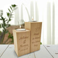 Graviertes Teelichthalter Set aus Holz im "Hand in Hand" Design