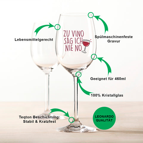 Leonardo Weinglas mit Gravur "Zu Vino sag ich nie no"