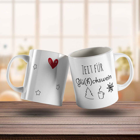 Bedruckte Tasse mit Weihnachtsmotiv - Zeit für Glühckswein