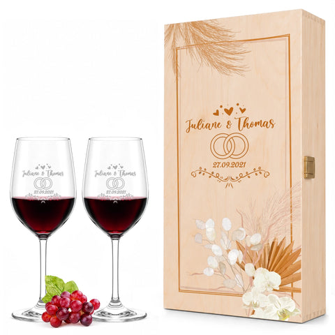 Stölzle Lausitz Weingläser mit Gravur im "Pampasgras Frame Love" Design