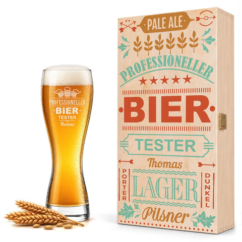 Stölzle Lausitz Weizenglas "Professioneller Biertester" mit Namen